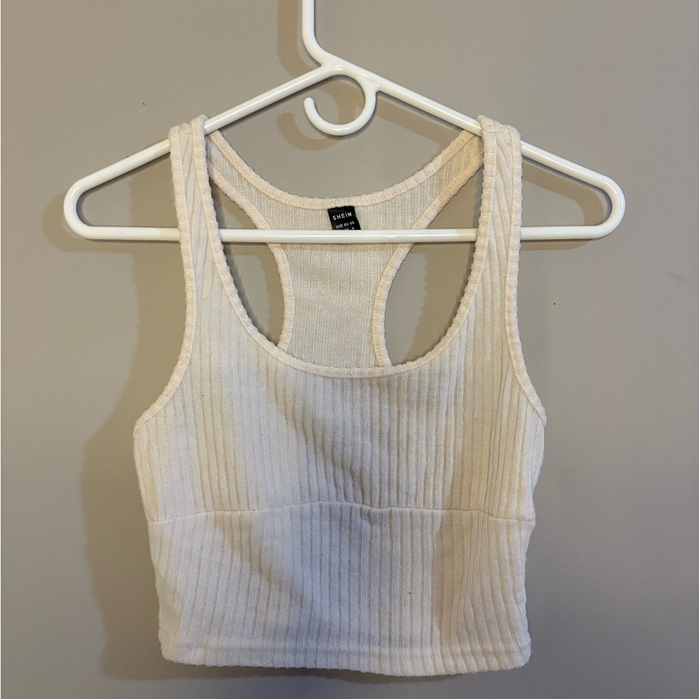 Cream Ribbed Tank Top